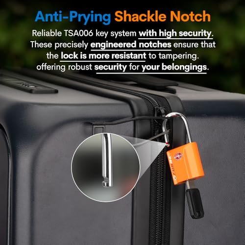 Forge Small TSA Approved Luggage Locks: Ultra Secure Dimple Key Travel Locks Alloy Body. for Luggage, Travel Cases, Backpacks, Orange 4 Pack. - Image 3