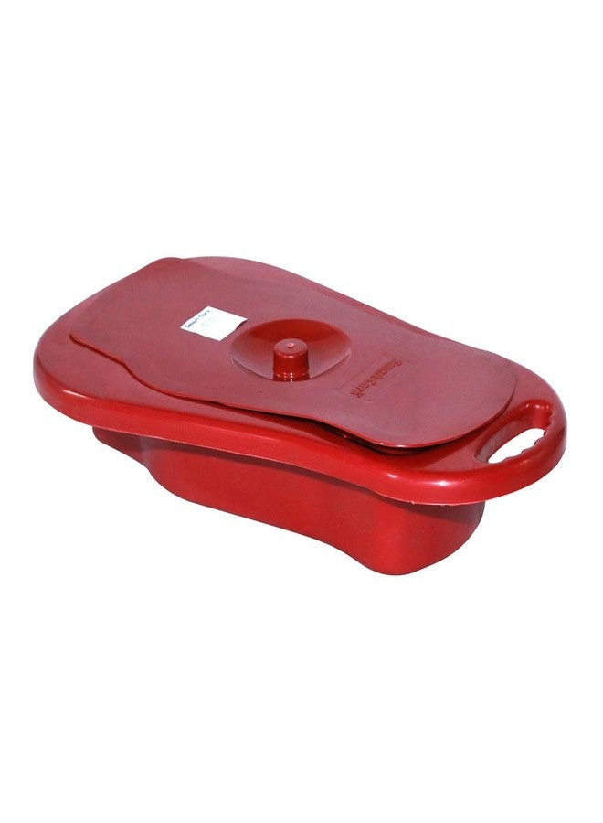 SMARTCARE Heavy Duty Contoured Bedpan for Bedbound Patients Unisex Polypropylene Bed Pan with Lid - Smooth Design in Vibrant Red - Image 1