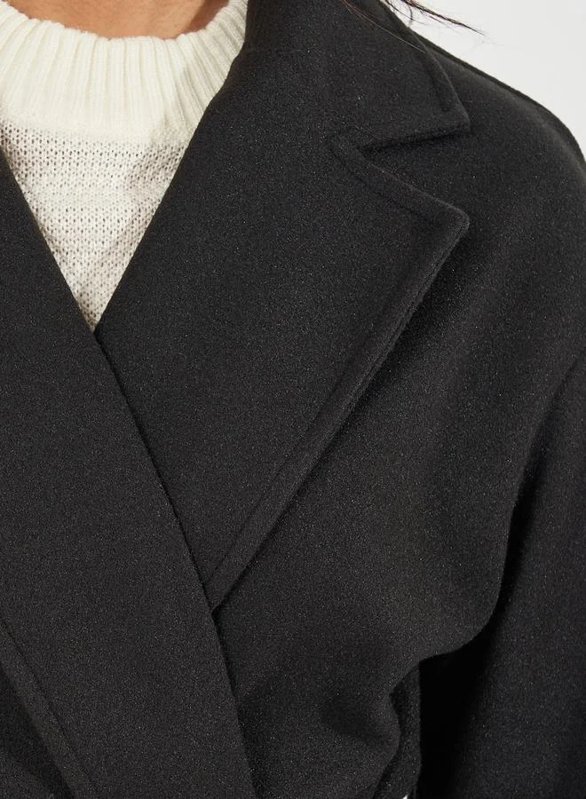 Styli Regular Fit Midi Belted Wool Like Coat
