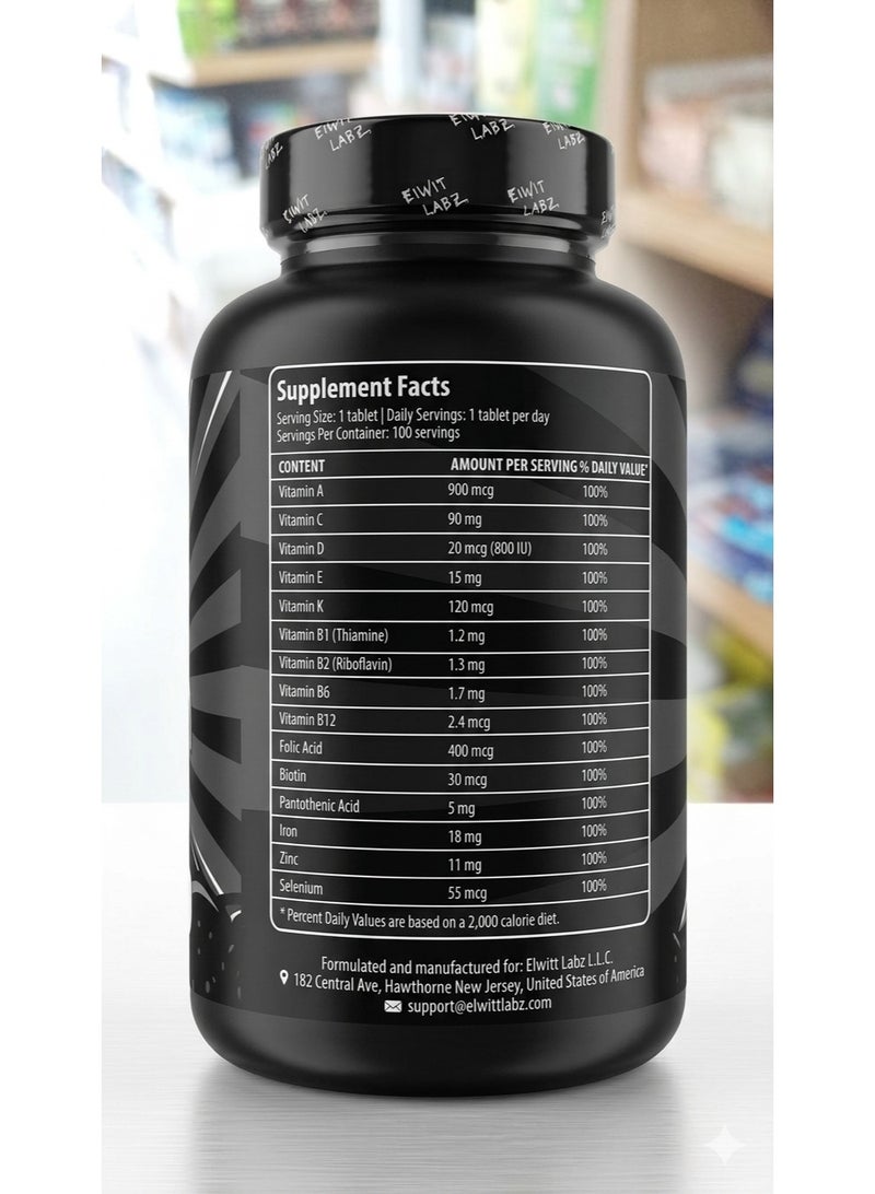 Eiwit Labz Multivitamin 100 Tablets – 100 Servings Daily Wellness & Immune Support - Image 2