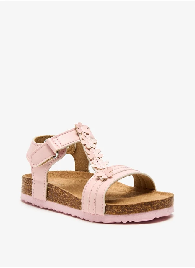 Flora Bella By Shoexpress Applique Detail Sandals with Hook and Loop Closure