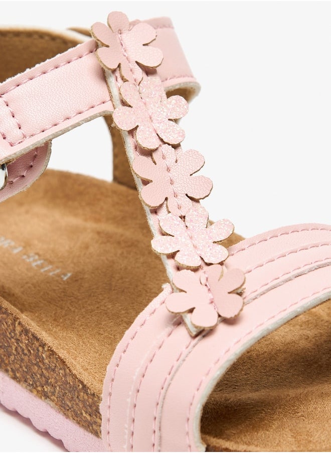 Flora Bella By Shoexpress - Applique Detail Sandals with Hook and Loop Closure - Image 1