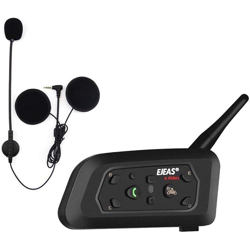 EJEAS Qaurora V6 BT Interphone 1200M Bluetooth Motorbike Motorcycle Helmet Intercom Headset with Duplex Interphone Advanced Noise Control for up to 6 Riders Skiing and Riding (1 Piece) - Image 1
