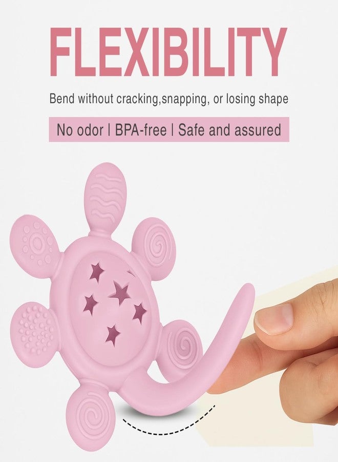 Nestlooms Silicone Baby Rattle Teether, BPA-Free, Food-Grade Teething Toy with Soft Multi-Texture Surface, Easy-Grip Rattle for Gum Relief & Early Development,for Infants & Toddlers (StarPetal Pink) - Image 5