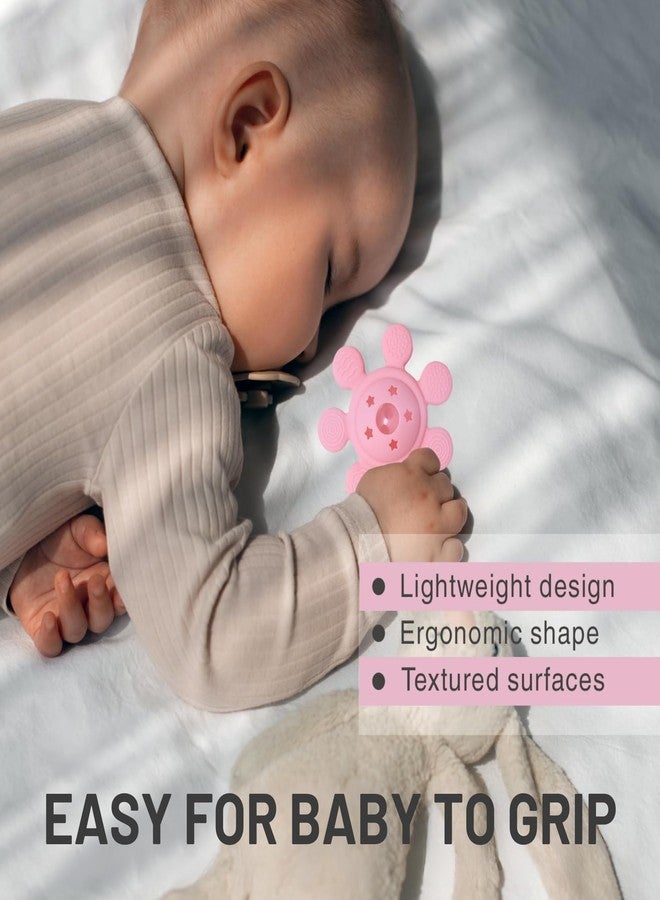 Nestlooms Silicone Baby Rattle Teether, BPA-Free, Food-Grade Teething Toy with Soft Multi-Texture Surface, Easy-Grip Rattle for Gum Relief & Early Development,for Infants & Toddlers (StarPetal Pink) - Image 3