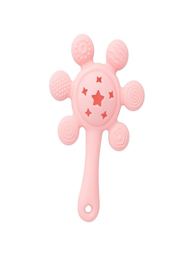 Nestlooms Silicone Baby Rattle Teether, BPA-Free, Food-Grade Teething Toy with Soft Multi-Texture Surface, Easy-Grip Rattle for Gum Relief & Early Development,for Infants & Toddlers (StarPetal Pink) - Image 1