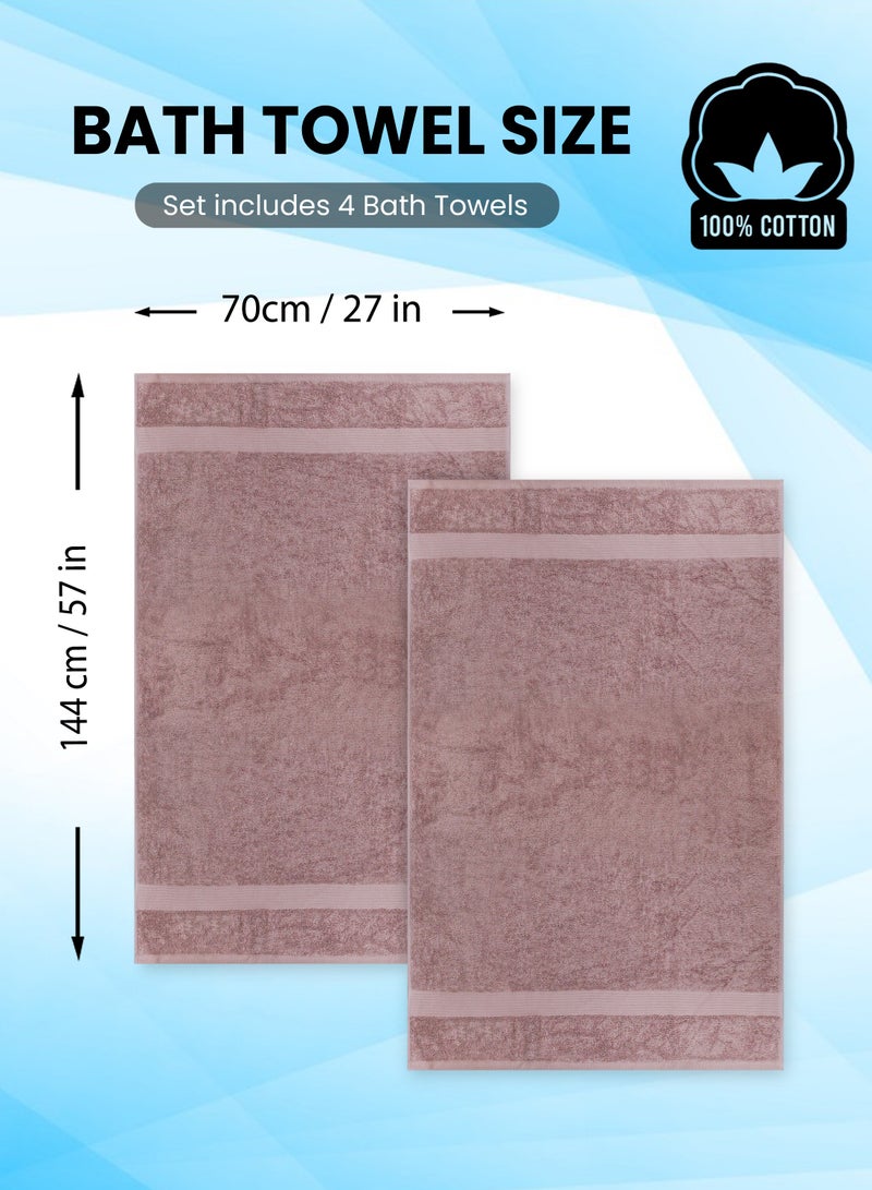 REZLAN UAE REZLAN Premium Cotton Bath Towel Set (4-Pack) – 100% Soft, Absorbent & Quick-Drying
*Luxury 600 GSM Bath Towels - 70×144 cm / 27×57 inches - PEACH  - Image 2