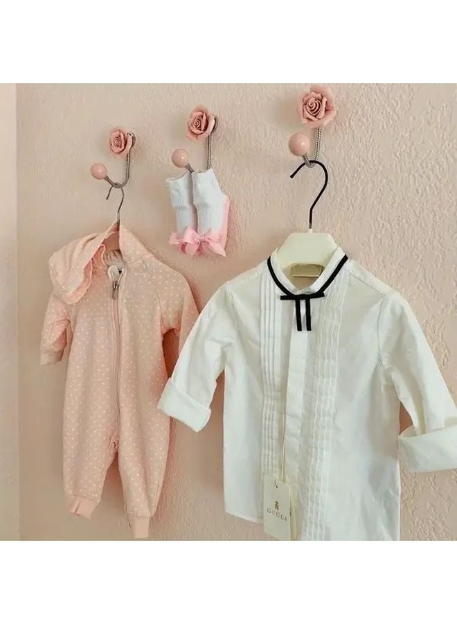 Pink 3D Ceramic Rose Wall Hook Chrome Finish Spiral Stem Towel Holder - Image 3