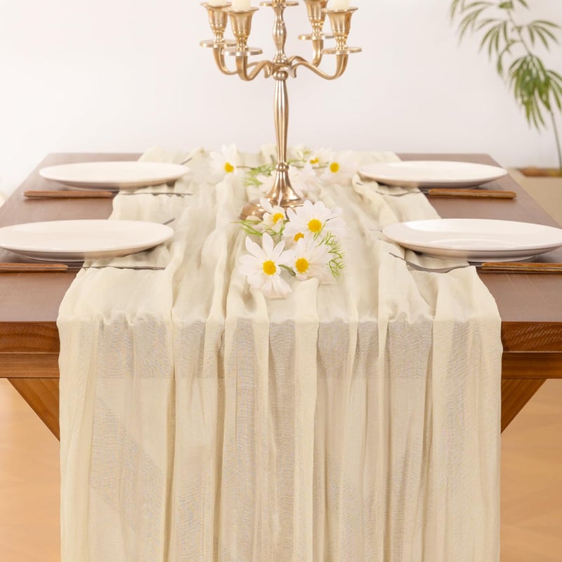 Socomi Beige Cheesecloth Table Runner Easter Spring Boho Rustic Gauze 120 inch 10FT Cheese Cloth Runner for Wedding Party Baby Shower Birthday Home Decor Holiday Decorations - Image 5