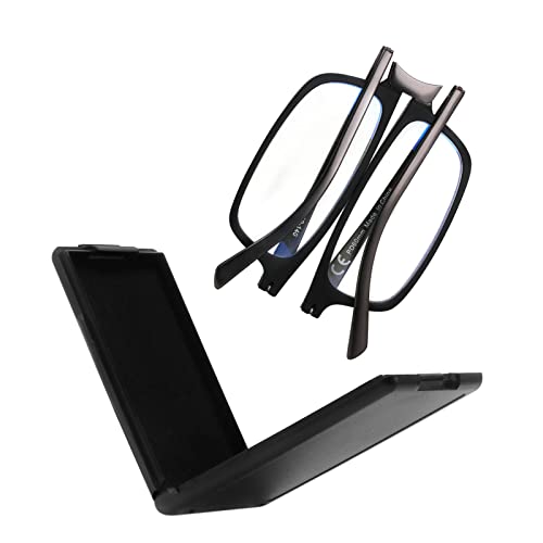 SKYOAK Evolved Folding Reading Glasses For Women Men Blue Light Blocking Anti UV Eyestrain Foldable Portable Compact Readers with Flat Hard Case Pocket Computer glasses 2.25 BLACK - Image 1