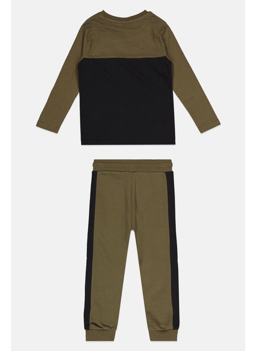 Ellesse - Toddlers Boy 3 Pieces Brand Logo Sweatshirt And Joggers Set, Olive - Image 1