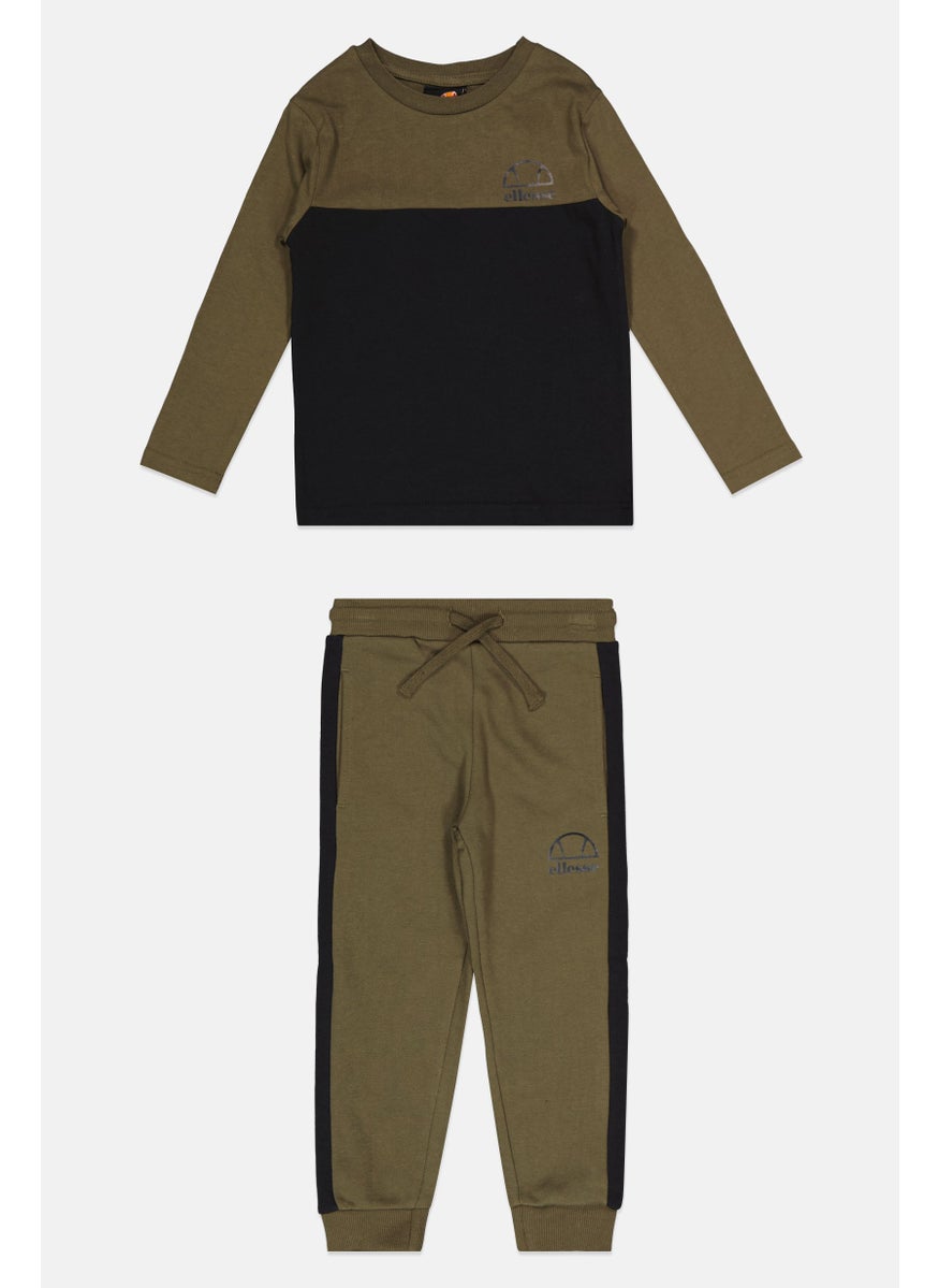 Ellesse - Toddlers Boy 3 Pieces Brand Logo Sweatshirt And Joggers Set, Olive - Image 1