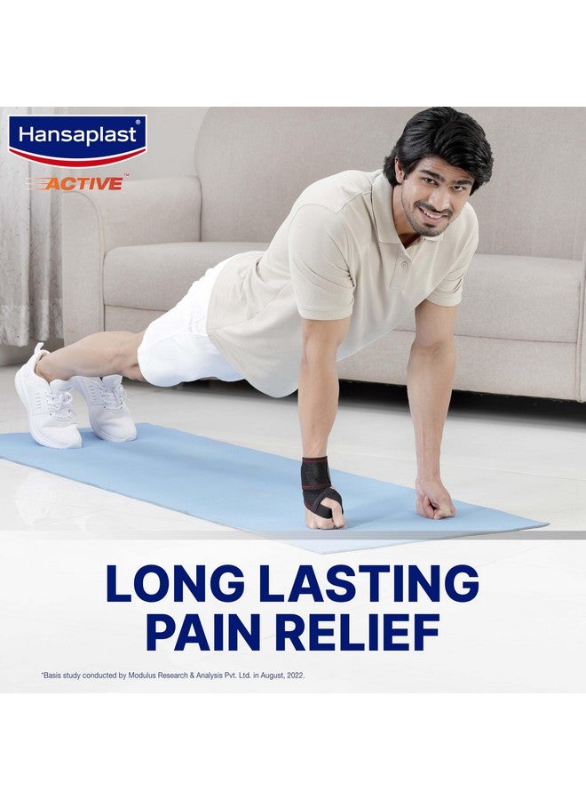 Hansaplast Hansaplast Active Wrist Support for Men & Women | 1 Unit | One Size Fits Most | Neoprene Wrist Band Supporter for Long Lasting Pain Relief & Stability | Skin Friendly Wrist Wrap/Strap with Thumb Loop for Comfortable Fit | Brace for Workout, Gym, Badminton | Sprain, Strain, Preventive Care, Overuse Care  - Image 3