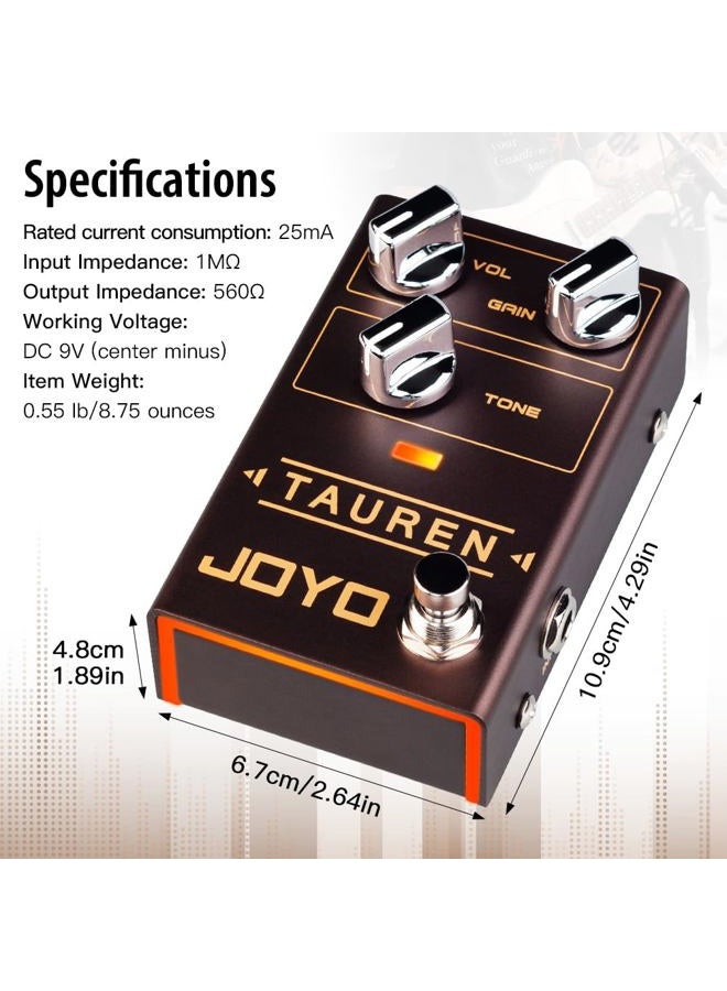 JOYO Tauren R-01 R Series Wide Range High Gain Overdrive Pedal from Clean Boost to Distortion for Electric Guitar Effect (R-01) - Image 5