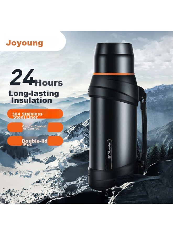 Joyoung Travel Thermos, Stainless Steel Large Capacity Insulated Bottle, Vacuum Insulated Water Bottle, Black, 2l Wr575 - Image 5