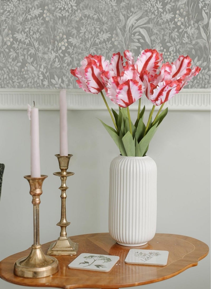 كابتن تيك 6PCS Tulips Artificial Flowers, Red Tulips 26.38in Real Touch Parrot Tulips Fake Tulips for Wedding Party Office Home Decor - Image 4