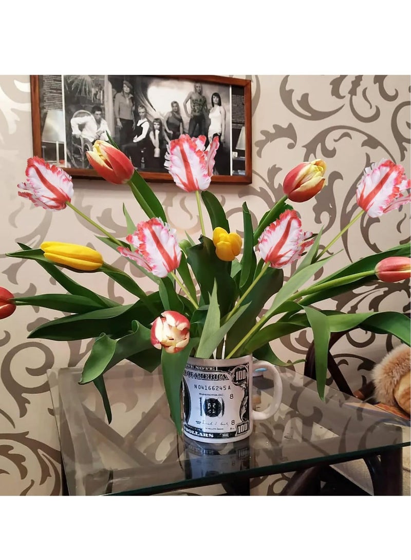 كابتن تيك 6PCS Tulips Artificial Flowers, Red Tulips 26.38in Real Touch Parrot Tulips Fake Tulips for Wedding Party Office Home Decor - Image 5