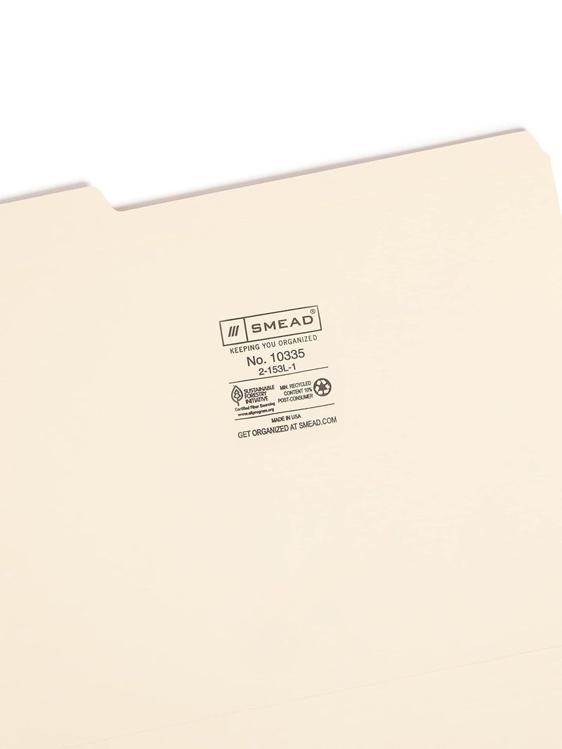 Smead File Folder Reinforced 13Cut Tab Left Position Letter Size Manila 100 per Box 10335 - Image 3