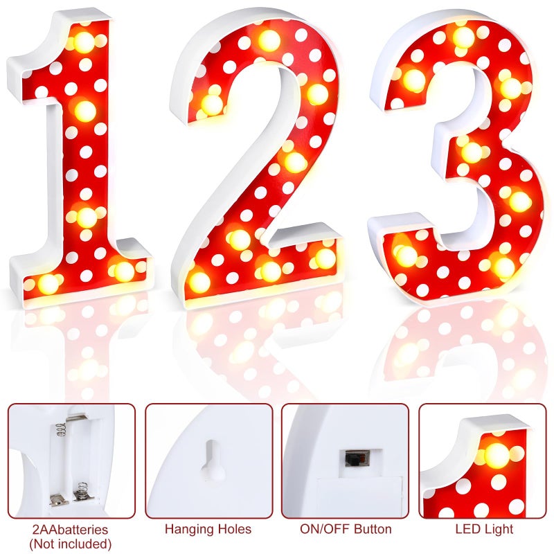 Glooglitter Mouse Birthday Decorations Marquee Light up Number Glowing Mouse Number Sign for 1st 2nd 3rd Boy Girl Kid Birthday Party Decorations Table Centerpieces Bedroom Wall Decor(Red Number 1) - Image 4