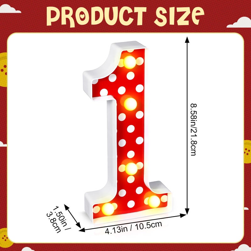 Glooglitter Mouse Birthday Decorations Marquee Light up Number Glowing Mouse Number Sign for 1st 2nd 3rd Boy Girl Kid Birthday Party Decorations Table Centerpieces Bedroom Wall Decor(Red Number 1) - Image 3