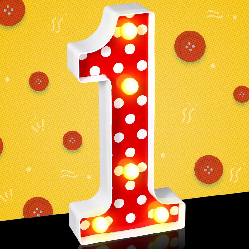 Glooglitter Mouse Birthday Decorations Marquee Light up Number Glowing Mouse Number Sign for 1st 2nd 3rd Boy Girl Kid Birthday Party Decorations Table Centerpieces Bedroom Wall Decor(Red Number 1) - Image 1