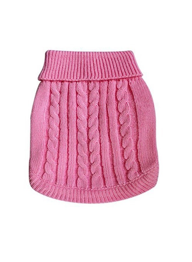 FAMI Small Dog Pullover Sweater, Cold Weather Cable Knitwear, Classic Turtleneck Thick Warm Clothes for Chihuahua, Bulldog, Dachshund, Pug, Yorkie (Pink,Small) - Image 5