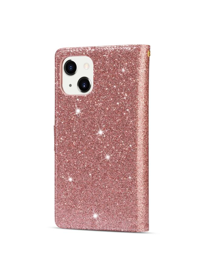 S-TOP Case For iPhone 14 Multi-card Slots Laser Carving Glitter Zipper Leather Case - Image 3