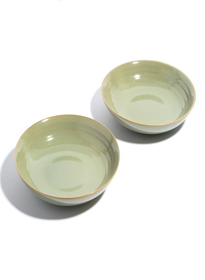 Beyond Homes Handcrafted Ceramic Pasta Bowl Set, 21 cm | Microwave & Dishwasher Safe Pasta Plates Glossy Finish | Deep Plate | Ceramic Serving Pasta Bowl, 650 ml Each (Pistachio- Set of 2) - Image 4