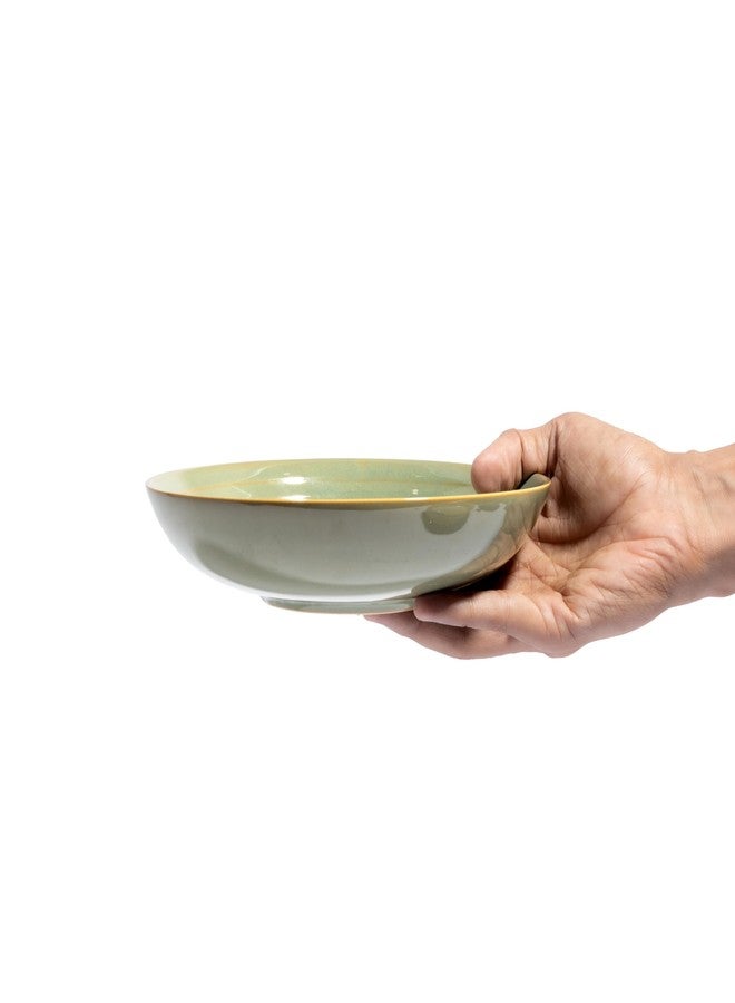 Beyond Homes Handcrafted Ceramic Pasta Bowl Set, 21 cm | Microwave & Dishwasher Safe Pasta Plates Glossy Finish | Deep Plate | Ceramic Serving Pasta Bowl, 650 ml Each (Pistachio- Set of 2) - Image 5