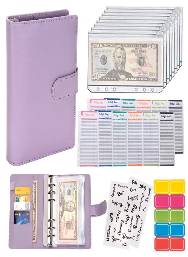 NICOOTHBudget Binder Cash Envelopes A6 Money Saving Binder with Zipper envelopes (Purple) - Image 1