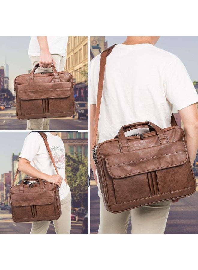 Large Capacity Brown Messenger Briefcase | Fits 16 Inch Laptop | Shoulder Crossbody Bag | for Business & Commute - Image 5