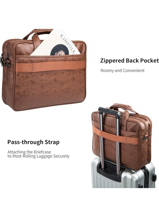 Large Capacity Brown Messenger Briefcase | Fits 16 Inch Laptop | Shoulder Crossbody Bag | for Business & Commute - Image 4
