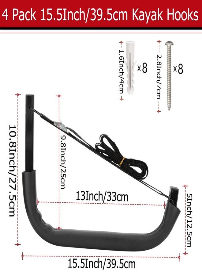 Heavdace Kayak Storage Hooks, Wall Mount Garage Canoe Storage Hangers for Kayaks or Paddleboards, Heavy Duty Wall Rack (150LBS Capacity) - Image 2