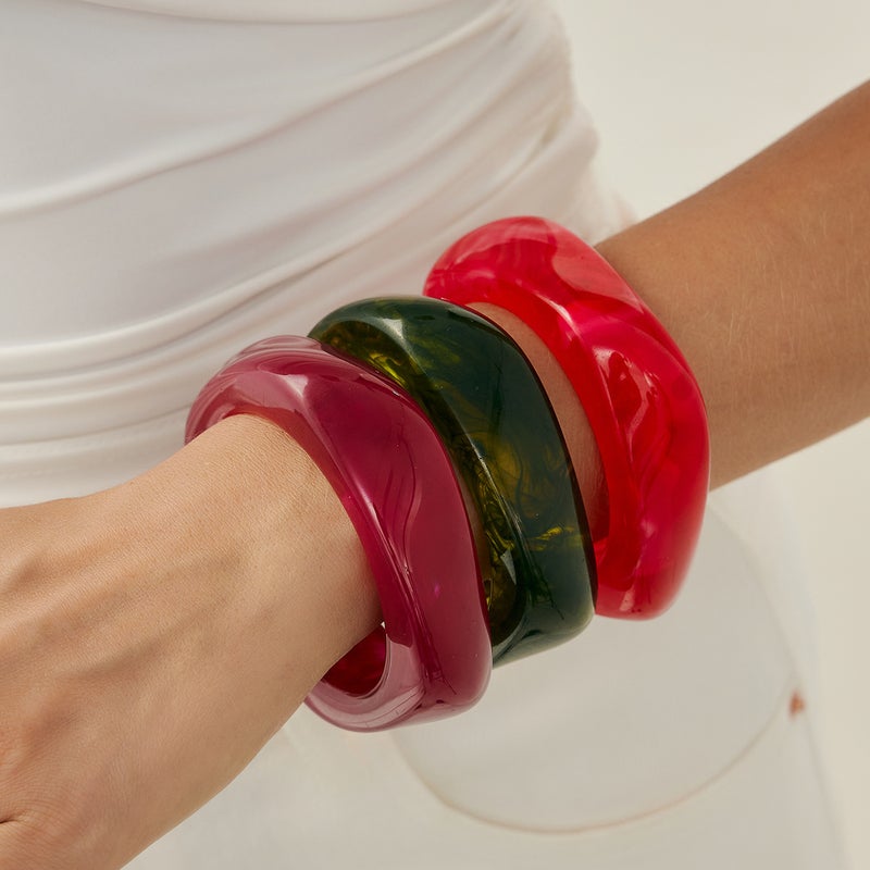 SHIXIN European and American Cross-Border Jewelry: Retro Irregular Gradient Acrylic Bracelet for Women - Image 2