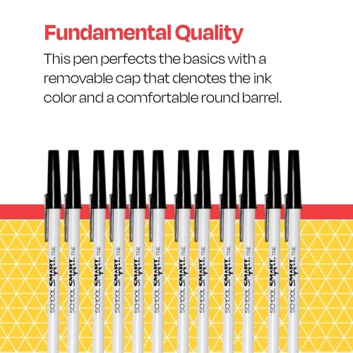 School Smart Round Stick Pen, Fine Tip, Black, Pack of 12 - Image 4