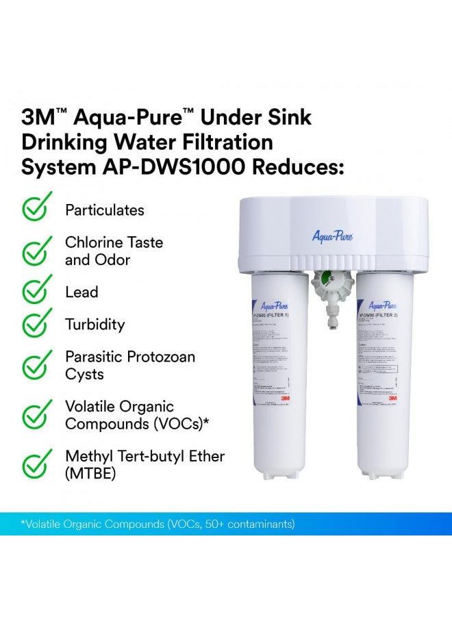 Aqua pure Aqua-Pure 5583101 Under Sink Water Filter System AP-DWS1000, Dedicated Faucet, Reduces Particulate, Chlorine Taste and Odor, Lead, Turbidity, Cysts, VOCs, MTBE  - Image 3