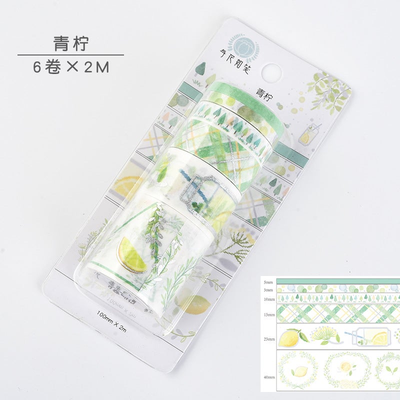 And Paper Tape Bronzing Sticker Combination Wenguang Flower Green Plant Crane Hand Account Decoration Material Hand Account Gift Box Set - Image 1