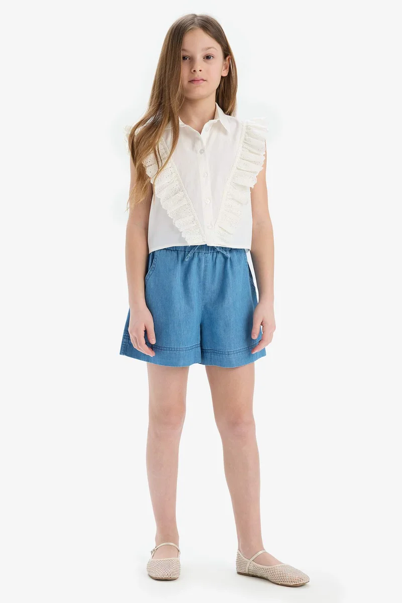 ديفاكتو Girl Cotton Sleeveless Crop Shirt