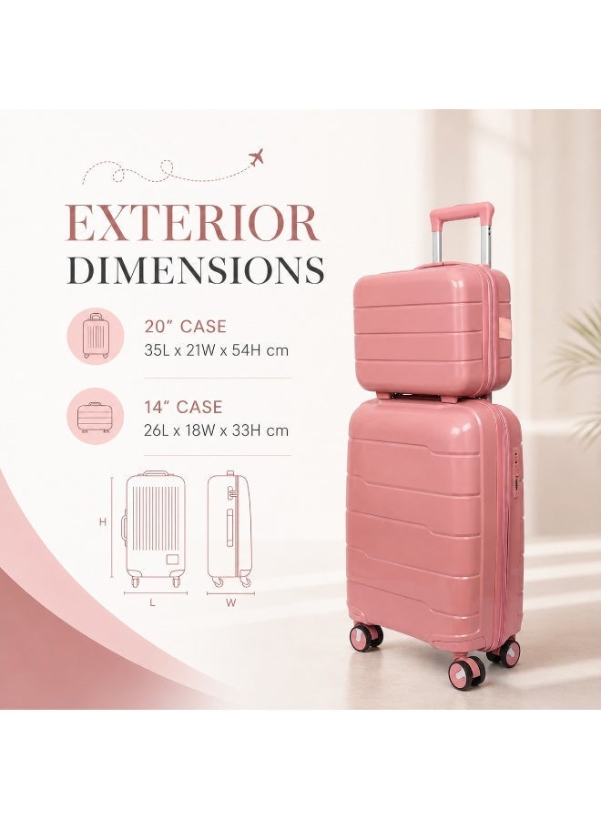 Hard Shell Trolley Luggage Set 2 Pieces 20 & 14 Inch with Smooth Rolling Wheels, Secure Lock, Organized Storage for Travel and Short Trips - Image 3