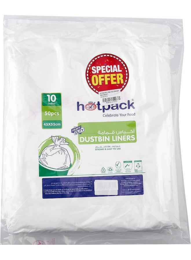 Hotpack White Trash Bags 45x55cm, 10 Gallon 50 Pieces, Pack of 3 150 Pieces - Image 3