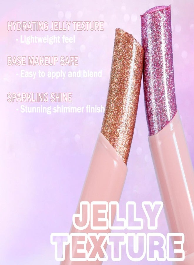 Skynest قلم ظلال العيون جل كريستال سكاينست، قلم كحل جل مرطب، قلم تلوين مضيء، مكياج خفيف لظلال العيون اللامعة (متعدد الألوان، 4 ألوان) - Image 2