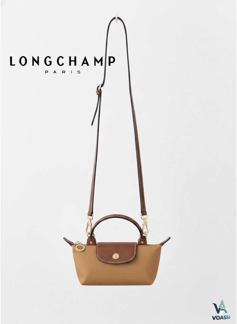 Longchamp French Longchamp Women's classic fashion versatile mini makeup bag handbag shoulder bag handheld small bag Mini Desert Yellow - Image 1