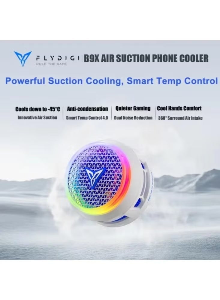 Flydigi B9X Mobile Phone Cooling Fan: Low Noise, Intelligent Temperature Control, App Integration, RGB Lighting, Compatible with iOS, Android, Tablets, iPads, Switch, and Steam Deck - Image 3