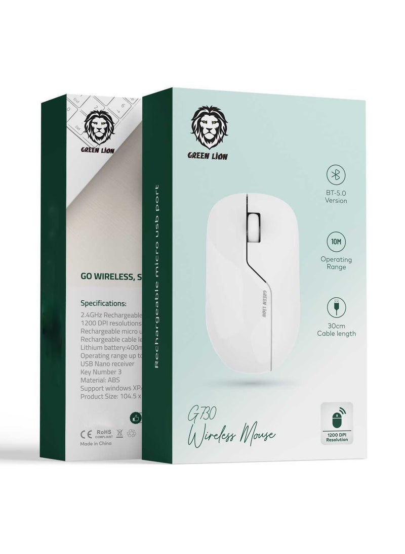 GREEN LION - G730 Wireless Mouse / 1200 DPI Resolution / Up to 10M Operating Range / 3 Key Number / ABS Material - Black - Image 1