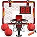 HYES Mini Basketball Hoop Indoor with 7 LED Lighting Scoreboard 3 Modes Volume Adjustable Over Door Basketball Hoop Foldable Basketball Toys for Kids Adults Gifts Red - Image 2