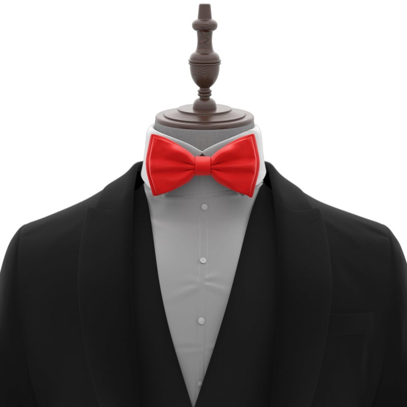 Adam Young Boy's Scarlet Bow Tie Pre-Tied Style Formal Satin Classic Bowtie for Tuxedo Faux Silk (Medium, Red) - Image 4