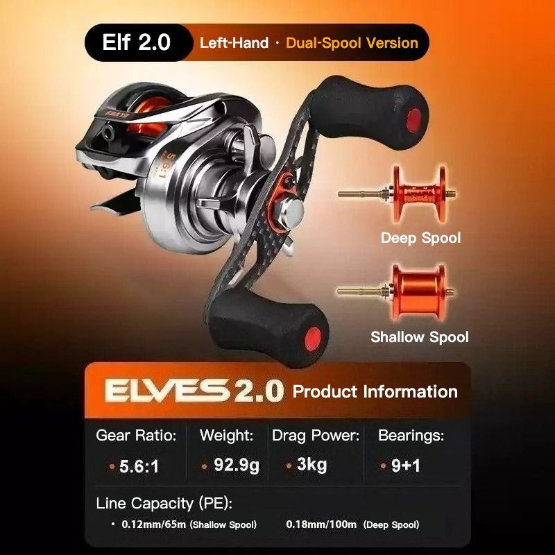 Cadence Valley Elves 2.0 Dual Spool 5.6:1 Left Handle Baitcasting Reel - Image 1