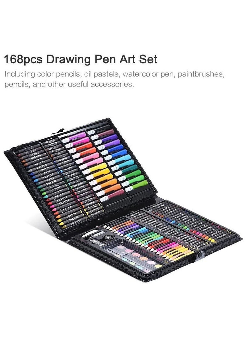 عبوة ألوان سحرية بلاستيك للأطفال تحتوي على أدوات تلوين متعددة وأوراق ورقية ومشابك من 168 قطعة - الألوان - Image 1