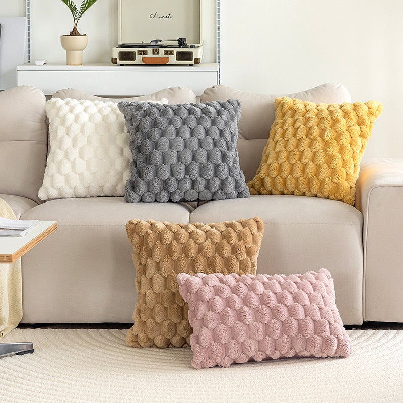 New Solid Color Plush Pillow Living Room Sofa Bedroom Backrest Turtle Back Velvet Cat Feeling Pillow - Image 3