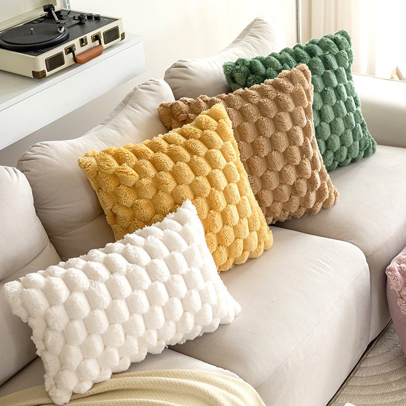 New Solid Color Plush Pillow Living Room Sofa Bedroom Backrest Turtle Back Velvet Cat Feeling Pillow - Image 2